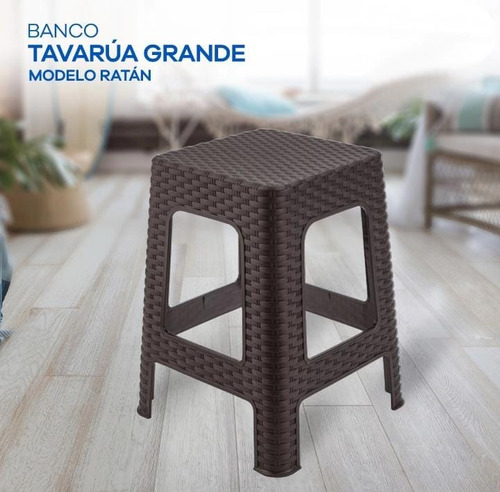 Banca Piso Rattan Plastico Banquito Color Chocolate Banco Rattan Chocolate