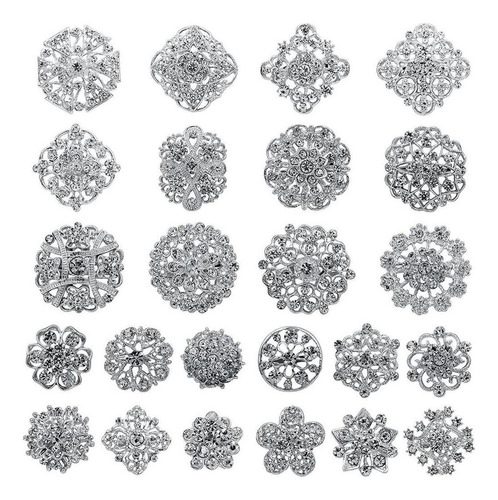 24 Broches De Diamantes De Imitación Mixtos, Broches