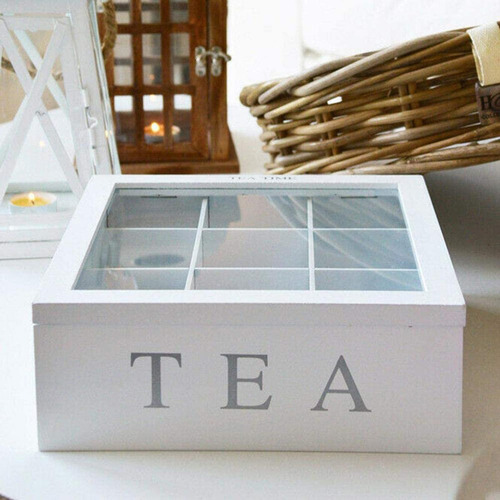 Caja De Té De Madera Contenedor De Almacenamiento De Cocina