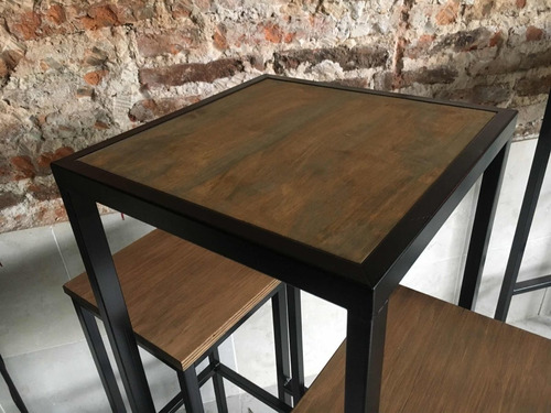 Imagen 5 de 10 de Mesa Barra Extensión Cervecera Industrial 50x40 + 2 Bancos