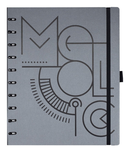 Imagem 1 de 2 de Caderno Sys Flex Coleção Metallic Titânium - Grande - Ótima