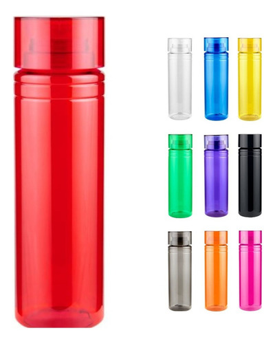 25 Cilindros Plástico Agua 850ml Colores Anfora Botella Agua Color Rojo translucido