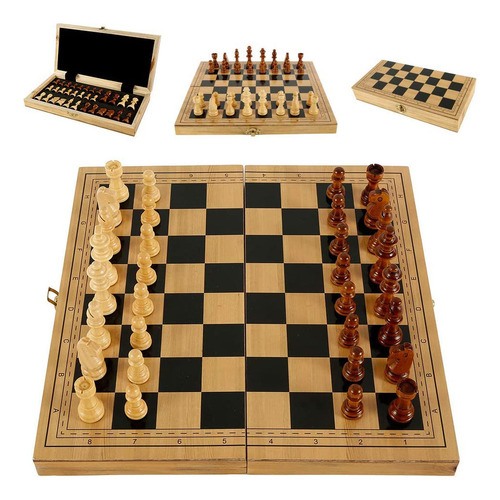 Juego De Tablero De Ajedrez De Viaje Plegable De Madera Para