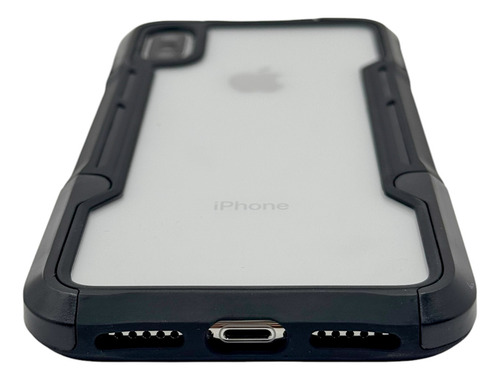 Funda Para iPhone X / Xs Transparente De Uso Rudo Bordes Reforzados Color Negro