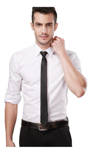 Landisun Corbata Negra De Color Sólido Skinny Tie Slim Tie.