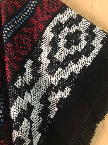 Poncho Pesado Pehueño Con Bandera Argentina, Folklore Gaucho