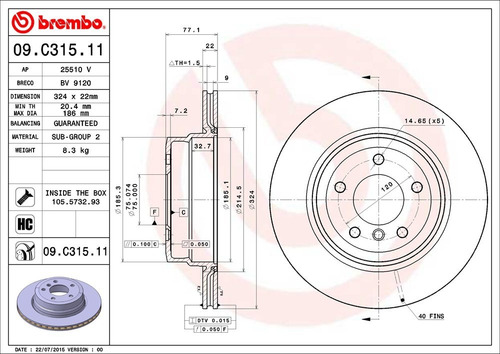 Disco De Freno / Bmw 135i Base 2009 - 2010 Trasero