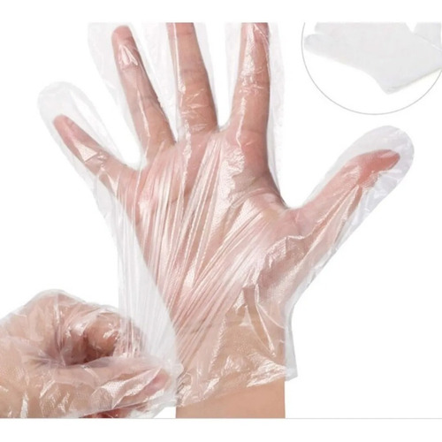 100 Unidades Guantes Desechables Plastico De Polietileno 