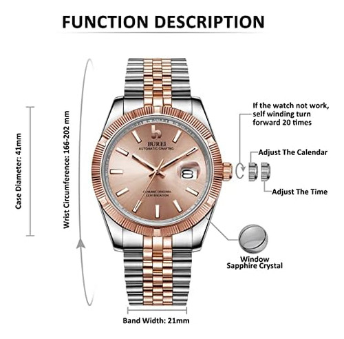 Burei Reloj De Lujo Clásico Para Hombre Reloj De Máquina Res