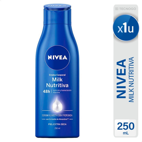 Imagen 1 de 6 de Crema Hidratante Nivea Body Milk Nutritiva Piel Extra Seca 