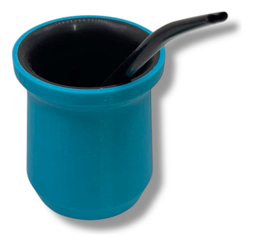 Mate 3d + Bombilla Faceteado Liso Colores Color Aqua