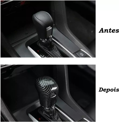 Aplique Manopla Câmbio Civic G10 2017 2019 2021 Carbono 2pçs