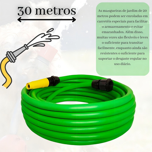 Manguera de jardín de 30 metros con kit de dibujo y adaptador, color verde