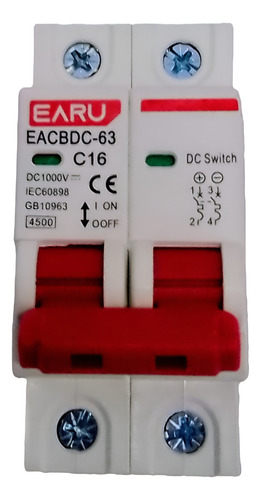 Interruptor Termomagnético Dc 1000v Solar Fotovoltaico 16 A