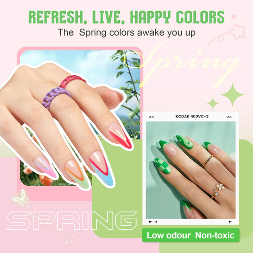 Kit De 60 Esmaltes De Uñas En Gel 55 Colores Con Capa Base M