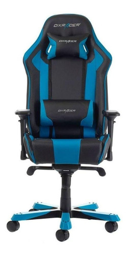 Cadeira de escritório DXRacer OH/KS06 gamer ergonômica  preto e azul com estofado de couro sintético