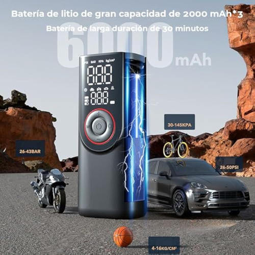 ~ Inflador De Llantas Para Auto Portatil, 150psi 80w 6000mah