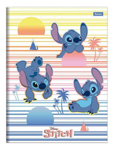 Caderno Brochurão 80fls Escolar Stitch Listras Foroni