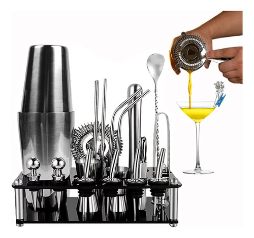 Cocktail Bar Set Kit 26 Piezas Utensilios De Bar Inoxidable 