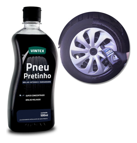 Pretinho Pneus 500 Ml Concentrado Brilho Molhado Vintex Cor Preto