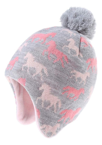 Gorro Con Orejeras Punto Niñas, Gorro Grueso Con Forro Polar