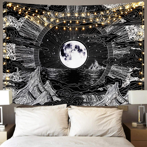 Tapiz Luna Estrella Nubes.tapiz Negros.