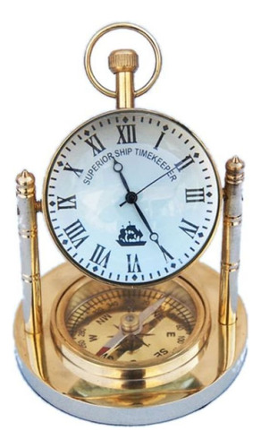 Hampton Nautical Bao-1431latn Macizo Reloj Con Brjula 5 Naut
