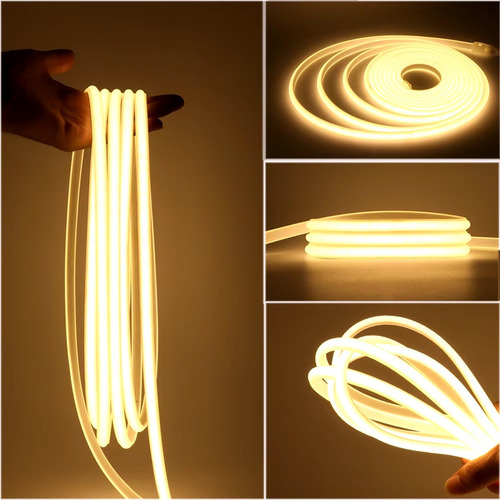 Fita Led Cob 4 Metros 110v Ip65 Branco Quente 3000k + Plug