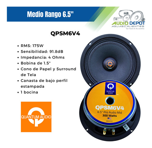 Medio Rango De 6 PuLG 175w Quantum Qpsm6v4 #1 Pz