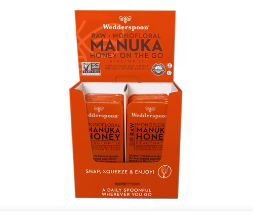 Wedderspoon Miel Manuka Monofloral Cruda, Kfactor 16, 24pack