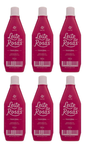 Leite De Rosas 100ml Tradicional - Kit C/ 6un