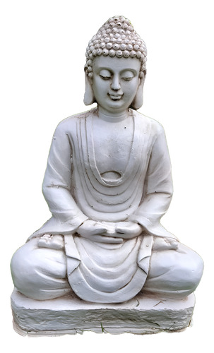 Buda De Sabiduria Dhyana De 40 Cm De Alto De Resina Crema