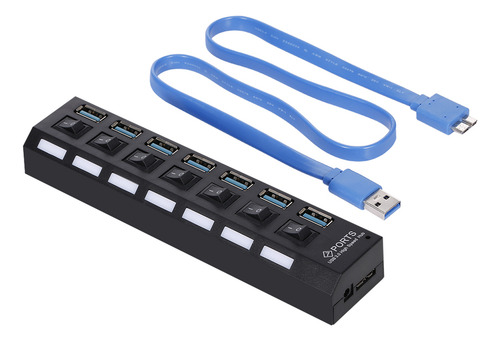 Nova Divisor De Hub Usb 3.0 De 7 Puertos Con Interruptor