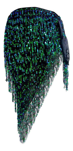 Lentejuelas Borla Falda Verde Y Azul 135cmx70cm Verde Y Azul