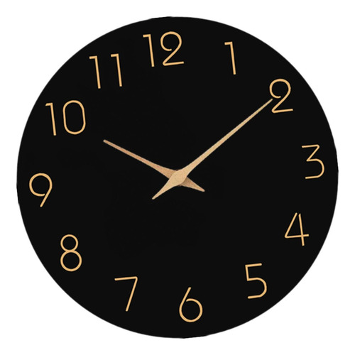Reloj De Pared De 12 Pulgadas, Redondo, De Madera, Con Negro