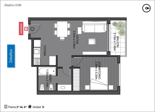 Imagen 2 de 16 de Zeballos 2200- Unidad De Un Dormitorio En Venta En Rosario.