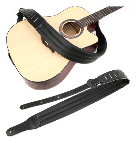Correa De Guitarra Ajustable De Piel Sintética Engrosada Y E