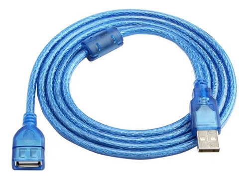 Extensión De 3 Metros Usb Macho-hembra Pc Laptop Impresora Azul