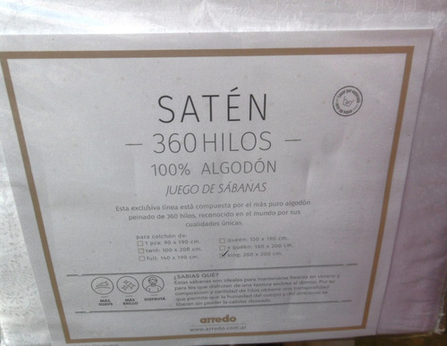 Sabanas King Size 100 % Algodon  Arredo