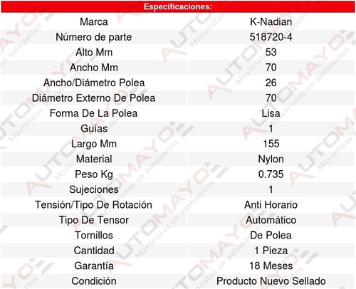 Tensor Accesorios Durango V8 5.7l 12 Al 19 K-nadian 8582824