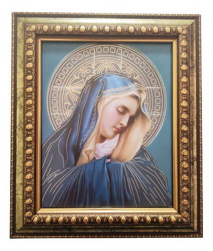 Virgen María En Marco Dorado Z 30 X 25 Cms