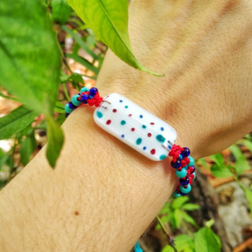 Imagen 4 de 4 de Pulsera Tejida Chaquiron Lunares Pecosita