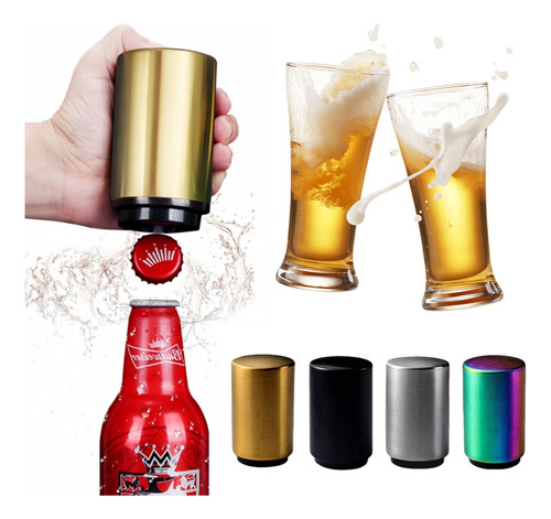 4 Piezas De Acero Inoxidable Magnético Push Beer Opener