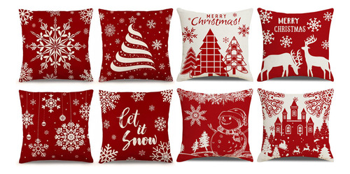 Set De Fundas De Almohada Navideñas, 8 Piezas, 45 X 45 Cm