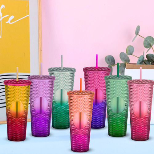 Termo Multiusos Vaso Acrílico Textura Tridimensional 750ml Rojo Degradado