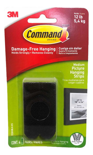 Set 4x Tiras Para Colgar Cuadros Hasta 5.4kg 3m Command New