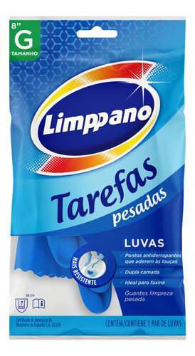 Luva Para Tarefas Pesadas Azul Limppano G