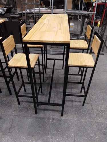 Mesa Barra Tipo Bar Con 4 Banquetas