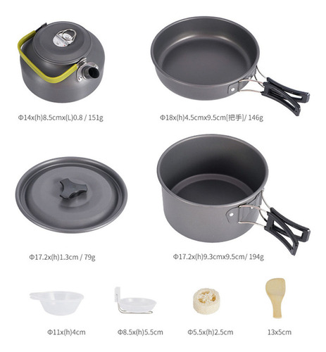 Li Juego De Utensilios De Cocina For Acampar, Vajilla De