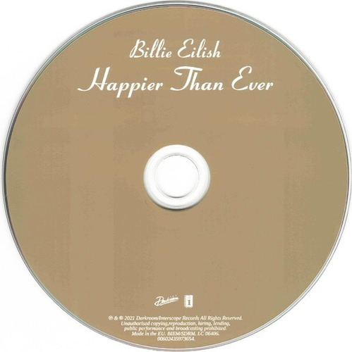 Billie Eilish Cd 2021 Happier Than Ever Europa Cerrado+envio